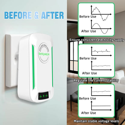 Electricity Saving Box - Intelligent Energy Saver , Plug in Saving Device for Home, Stabilize Voltage 90V-250V, EU/US/UK Adapter