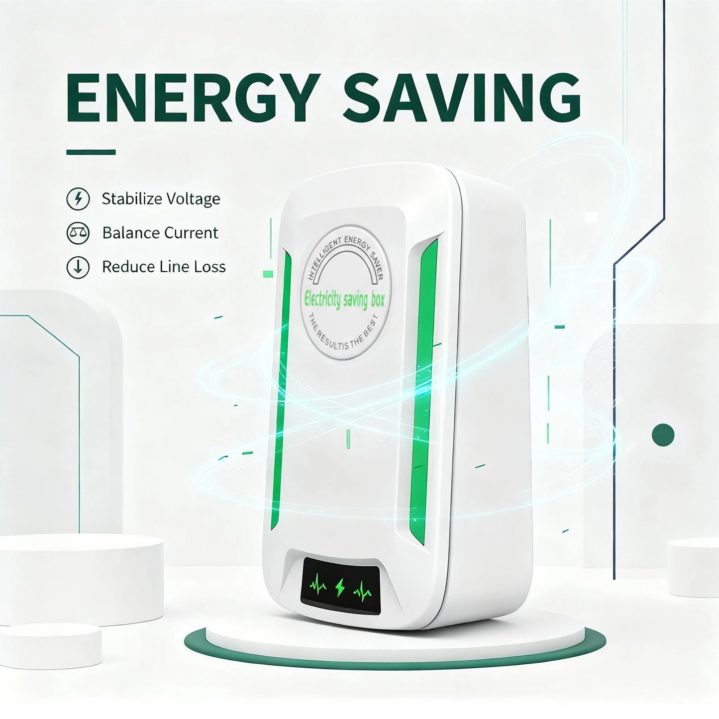 Electricity Saving Box - Intelligent Energy Saver , Plug in Saving Device for Home, Stabilize Voltage 90V-250V, EU/US/UK Adapter